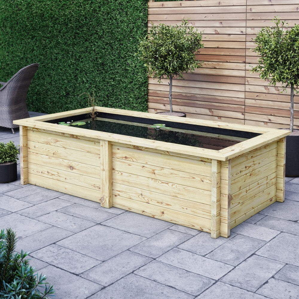 Rectangular Wooden Pond – Raised Timber Frame Pond for Outdoor Gardens