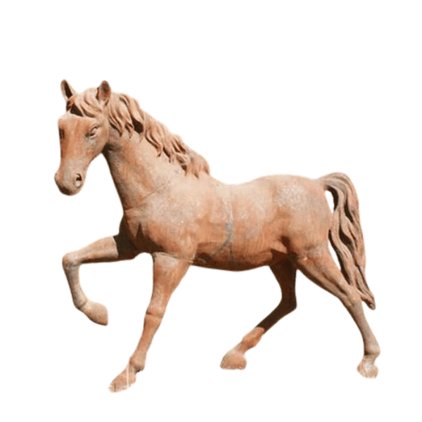 Cast Iron Large Trotting Horse Statue Plain