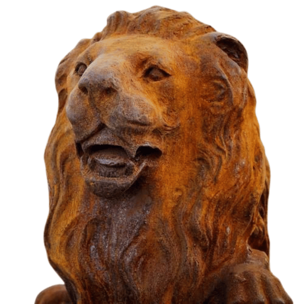 Cast Iron Proud Lion Statue Plain