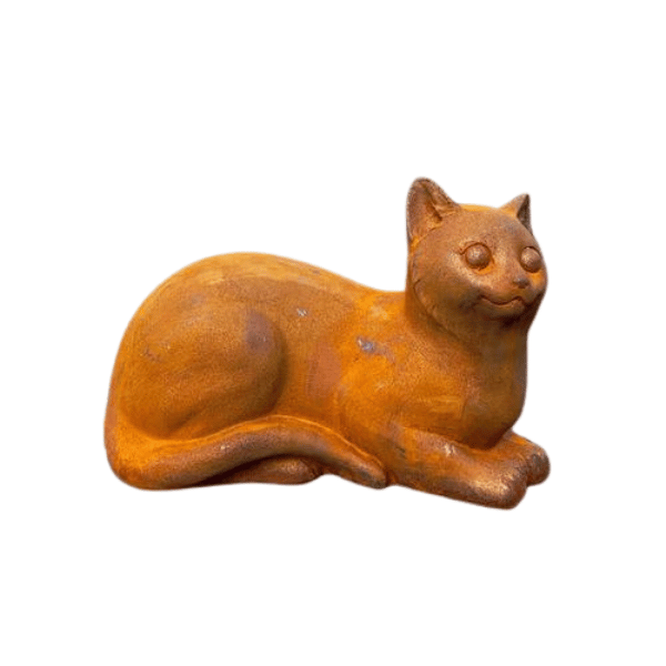 Cast Iron Timid Cat Statue Plain