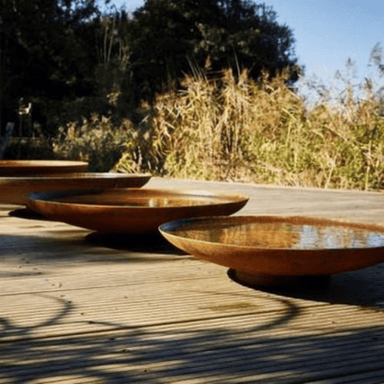 Corten Steel Curved Water Bowl deck