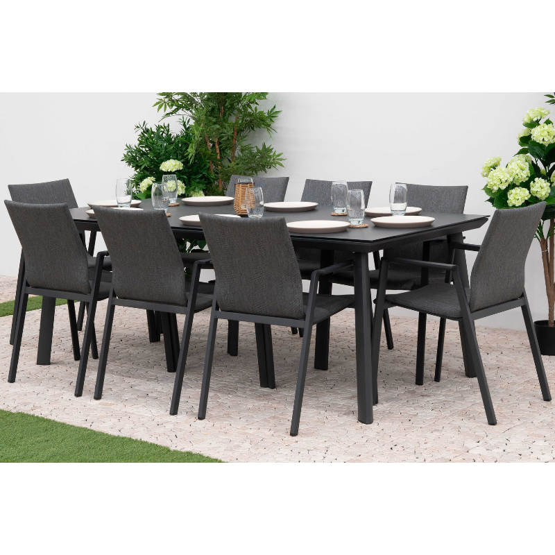 Nova - Phoenix 8 Seat Dining Set - 2 x 1m Rectangular Table - Grey