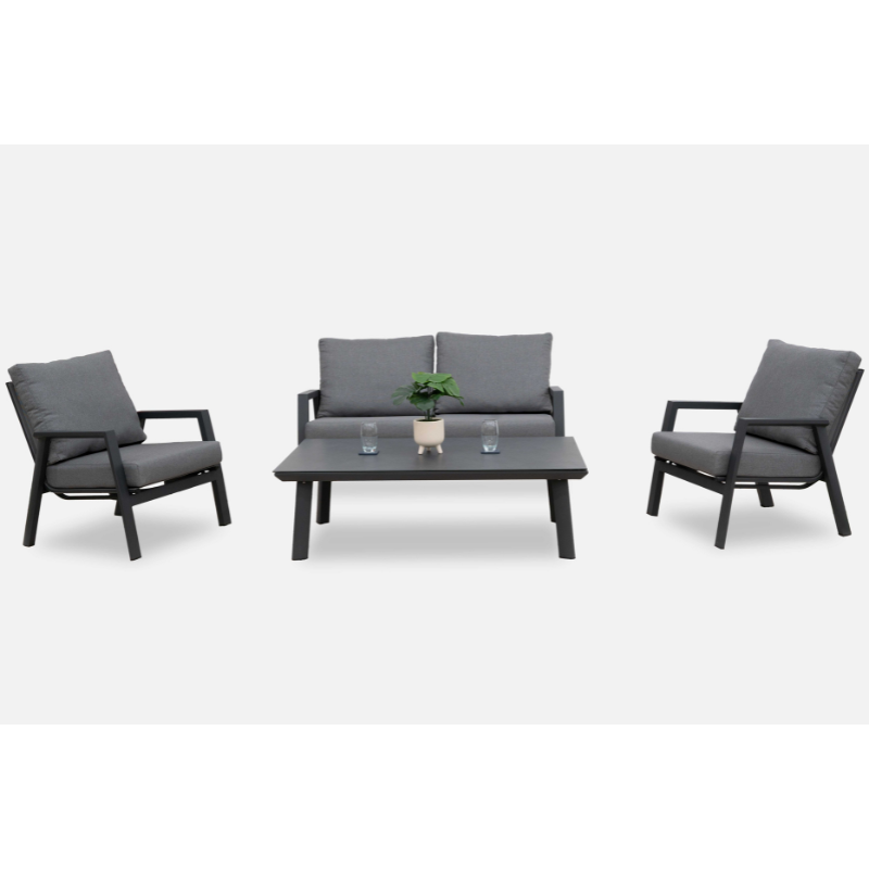 Nova Zara 2 Seater Sofa Set with Rectangular Coffee Table - Grey