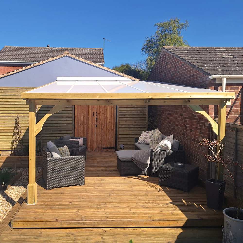 Wall Mounted Wooden Gazebo 4.5m x 4.5m