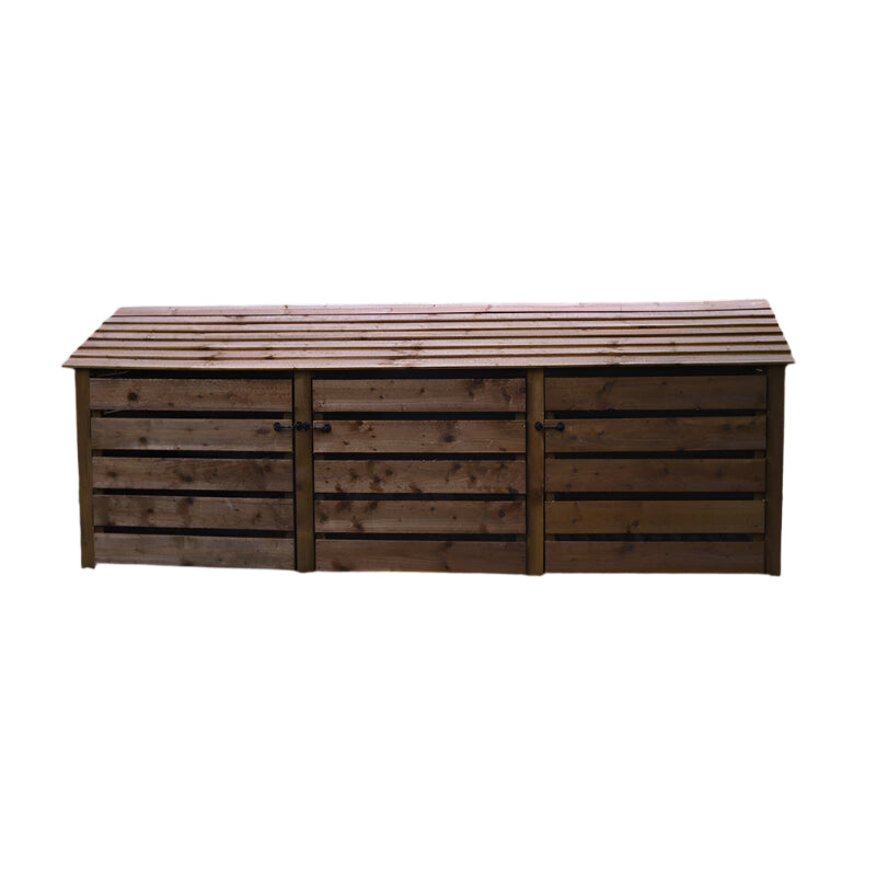 4ft Log store brown slatted closed