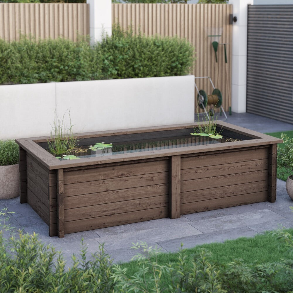 Rectangular Wooden Pond – Raised Timber Frame Pond for Outdoor Gardens