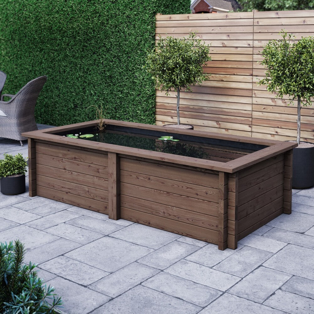 Rectangular Wooden Pond – Raised Timber Frame Pond for Outdoor Gardens