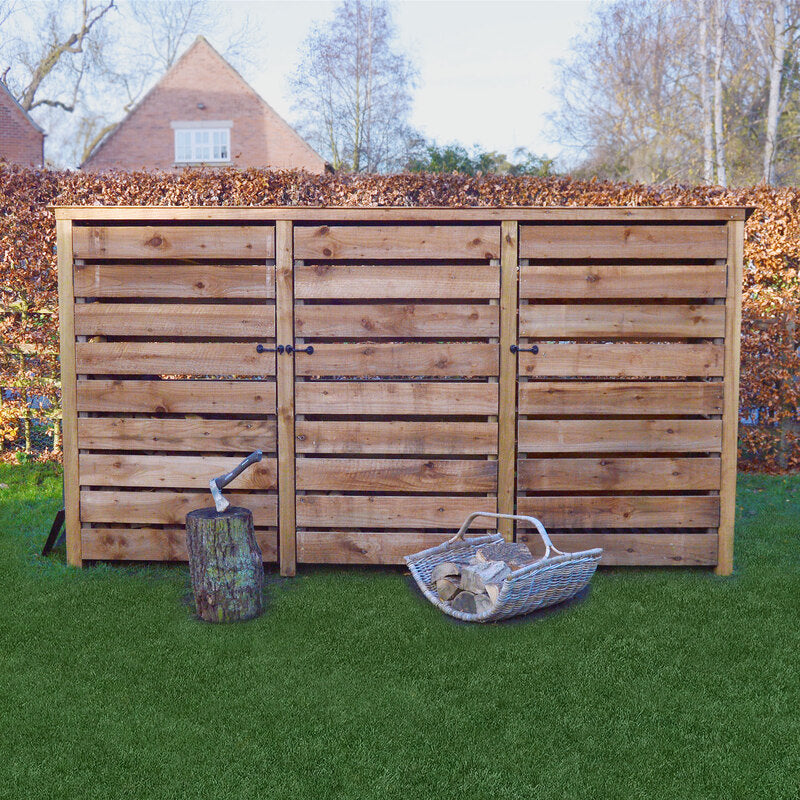 6ft Log store brown slatted closed