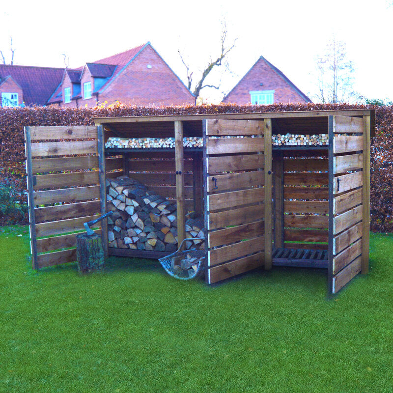 6ft Log store brown slatted open