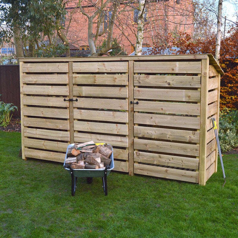 6ft Log store green slatted closed