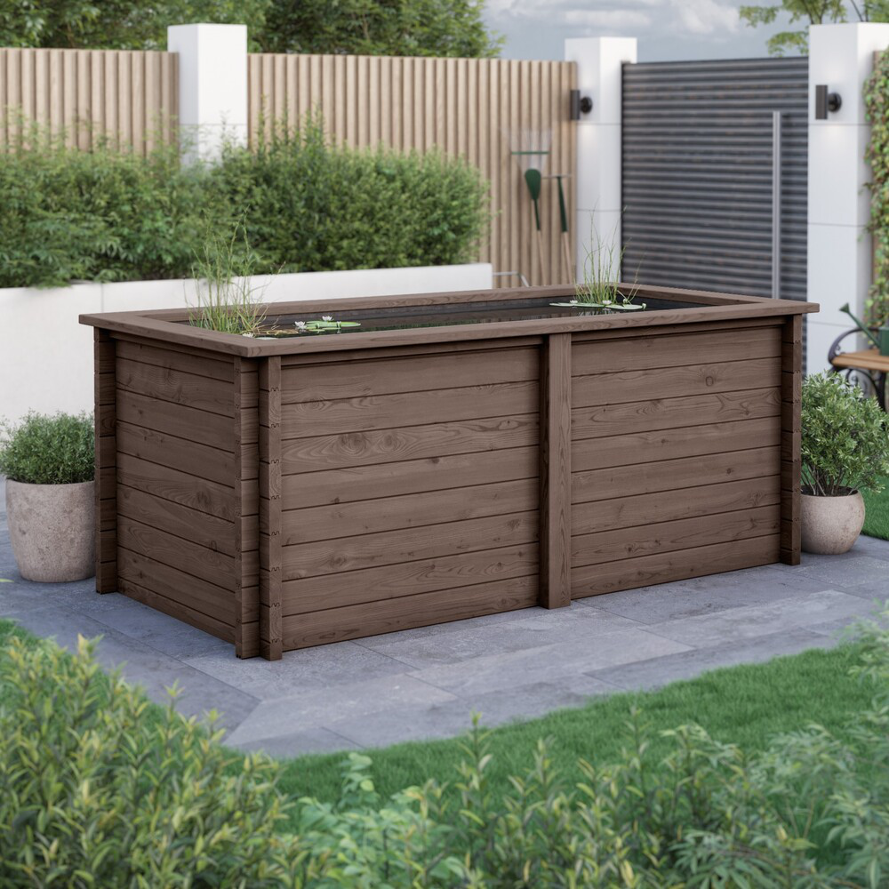 Rectangular Wooden Pond – Raised Timber Frame Pond for Outdoor Gardens