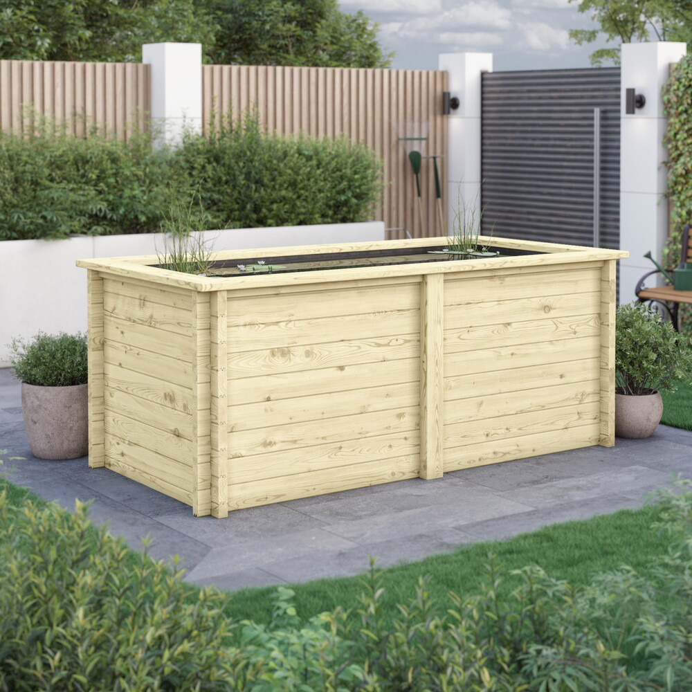 Rectangular Wooden Pond – Raised Timber Frame Pond for Outdoor Gardens