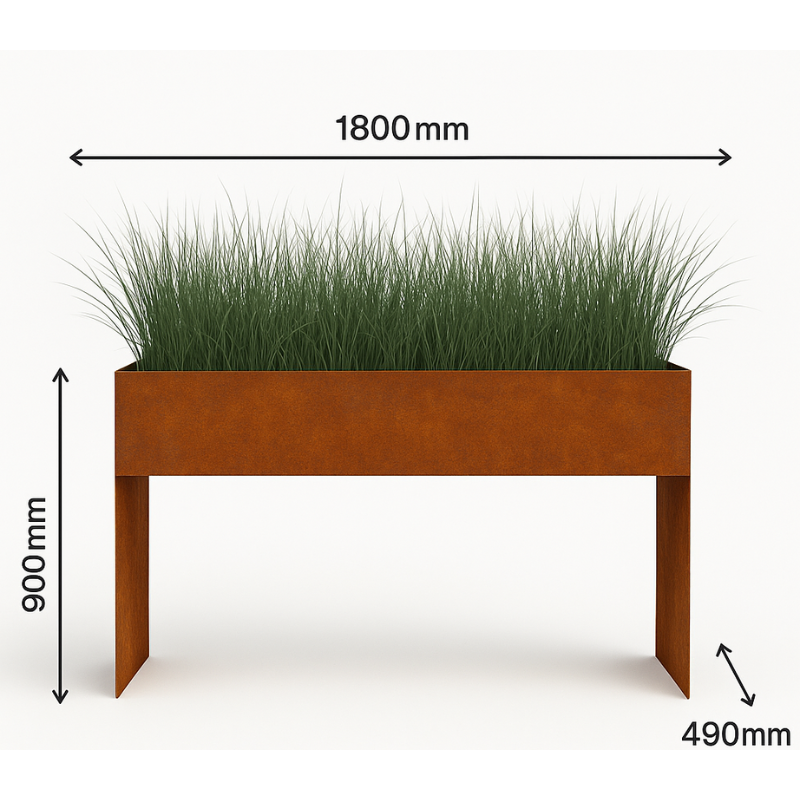 Barium Corten Steel Rectangular Trough 1800mm