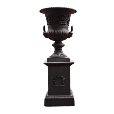 Black Cast iron Medici Urn & Plinth