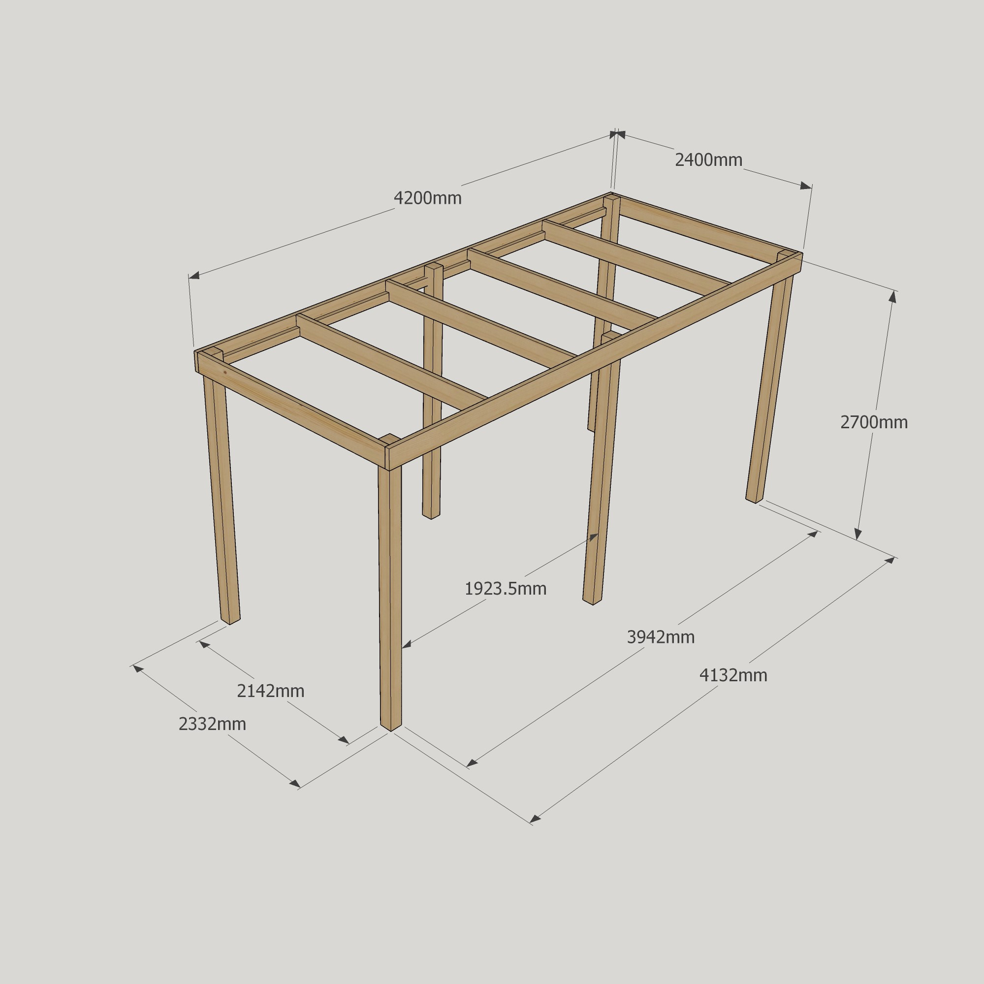 2.4m Box Pergola – Minimal Wooden Pergola, Clean Look