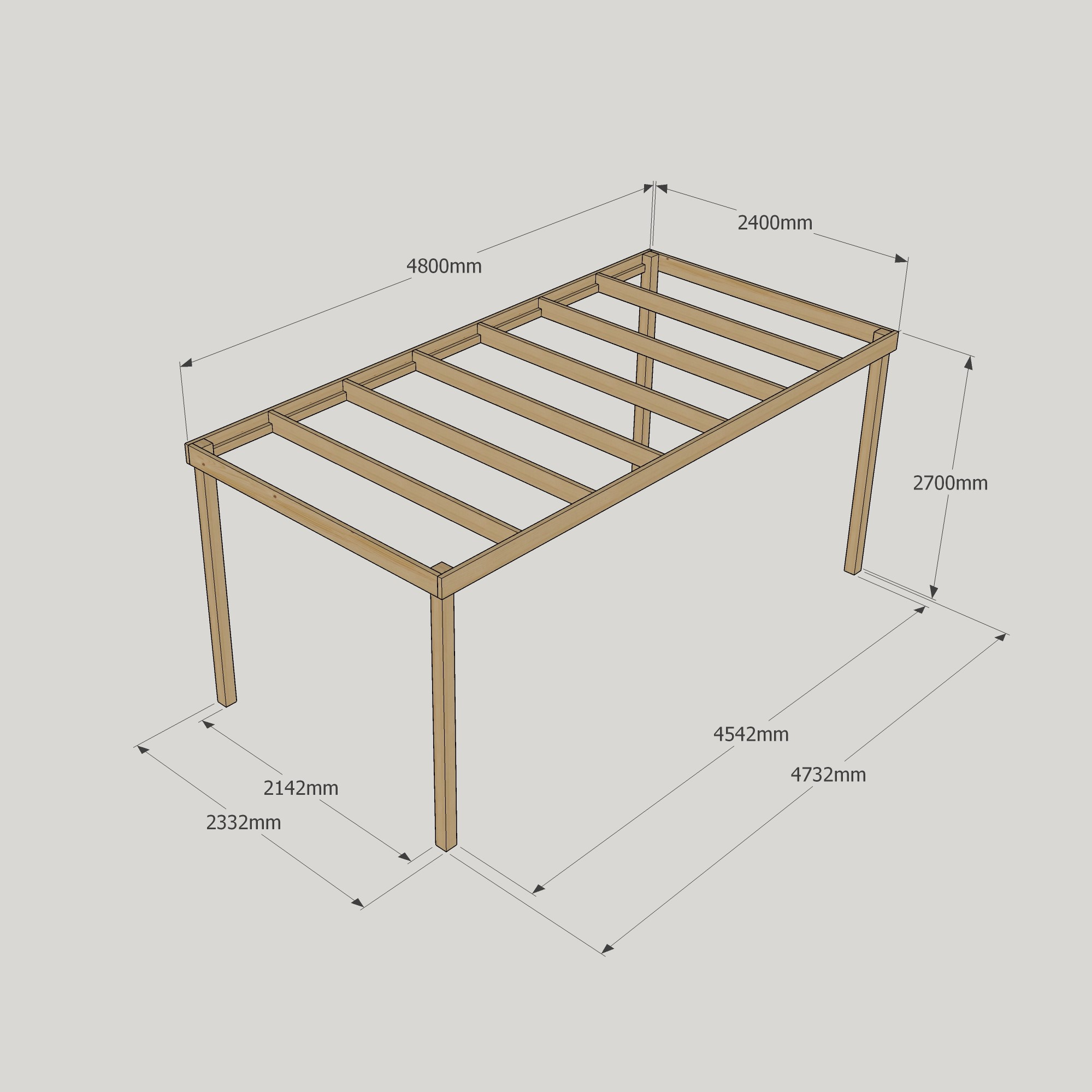 2.4m Box Pergola – Minimal Wooden Pergola, Clean Look