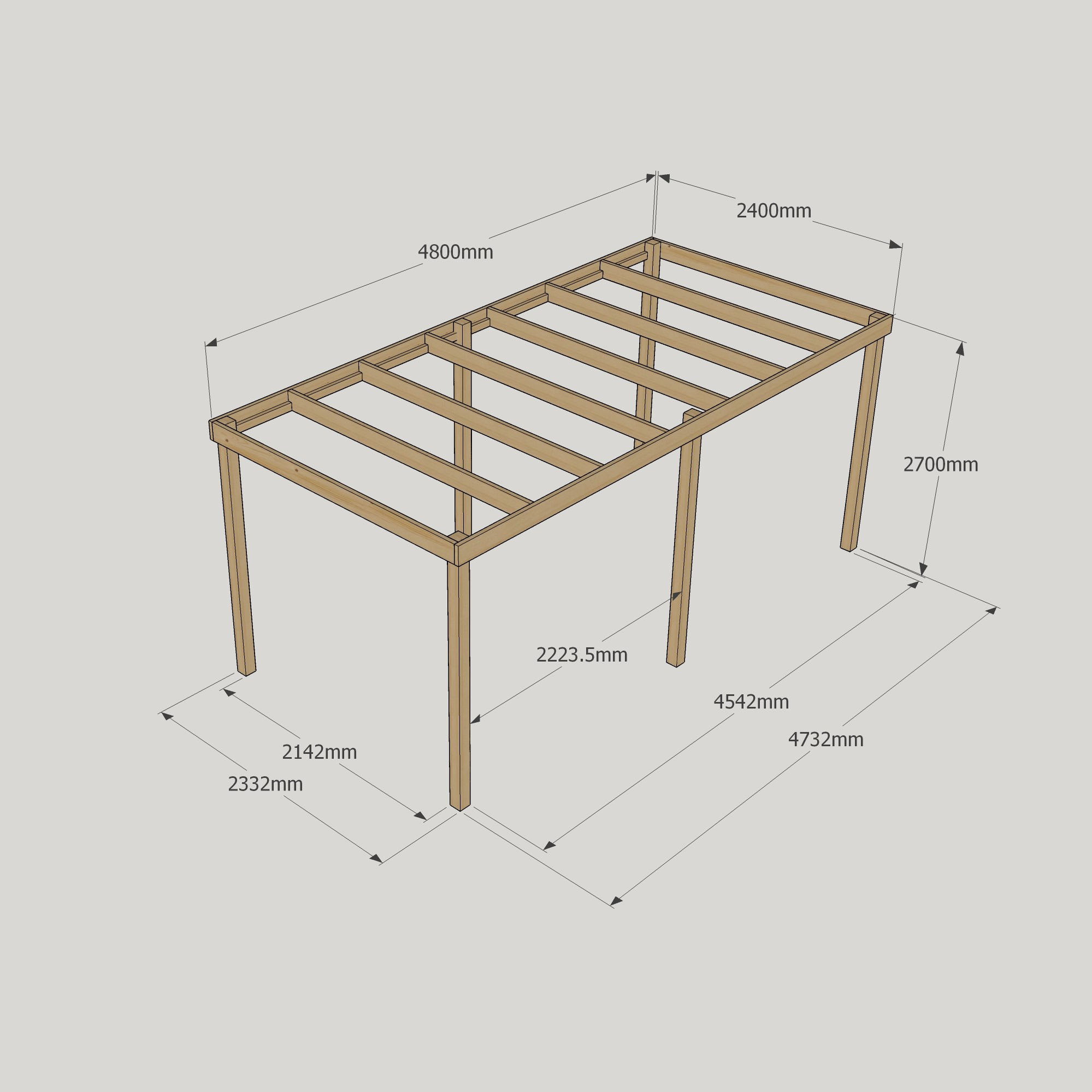 2.4m Box Pergola – Minimal Wooden Pergola, Clean Look