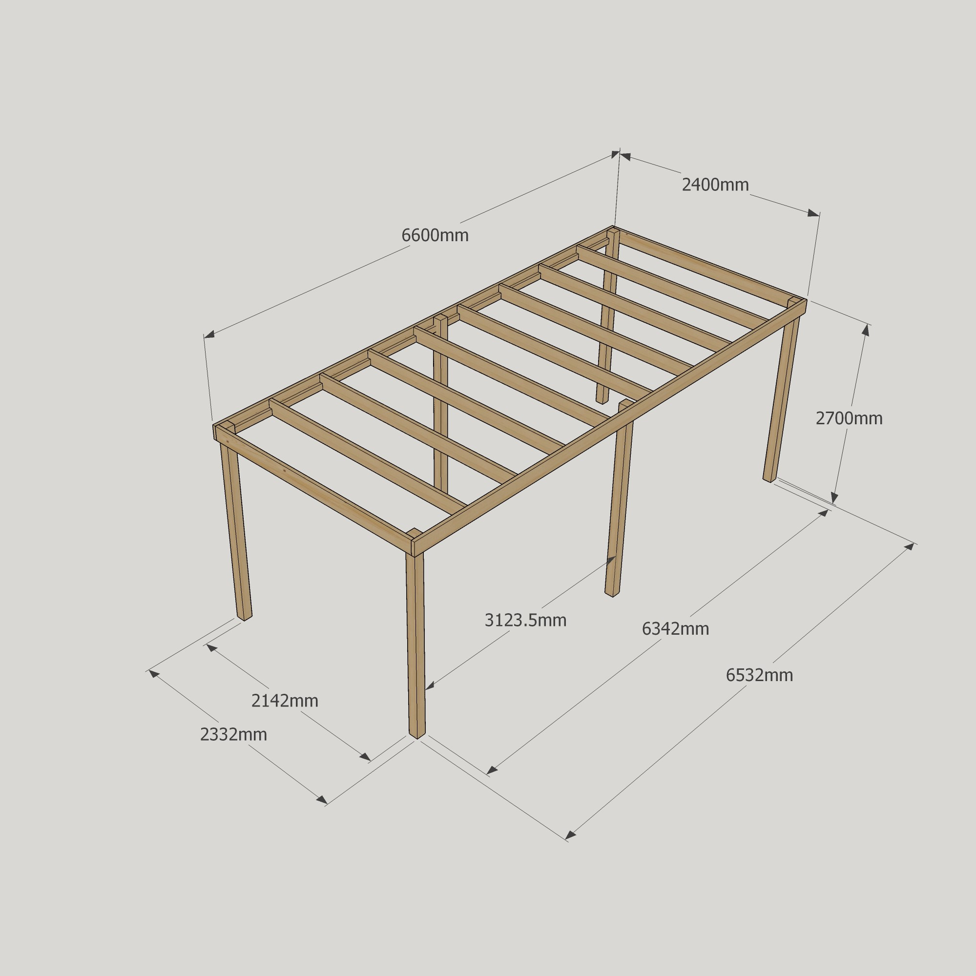 2.4m Box Pergola – Minimal Wooden Pergola, Clean Look