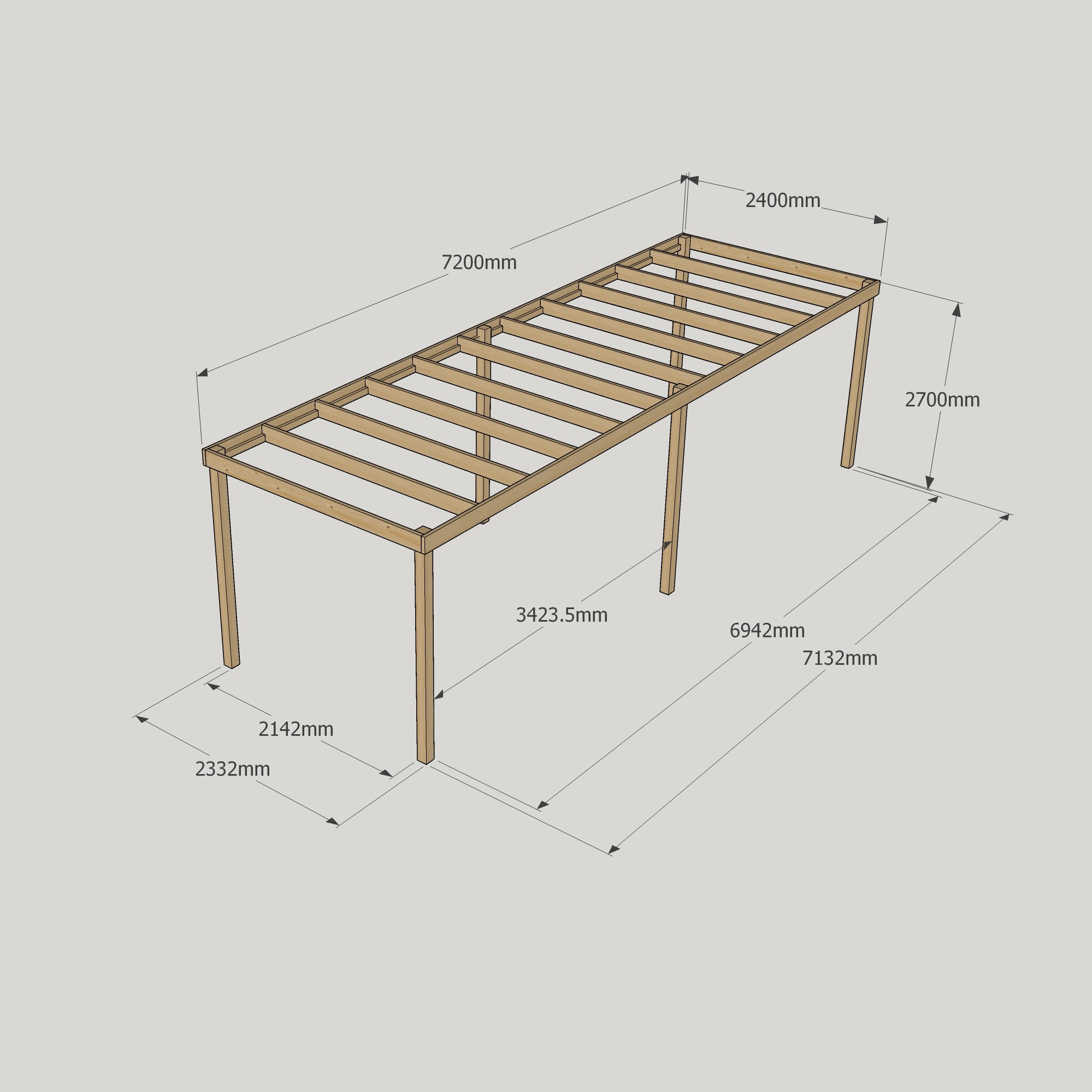 2.4m Box Pergola – Minimal Wooden Pergola, Clean Look