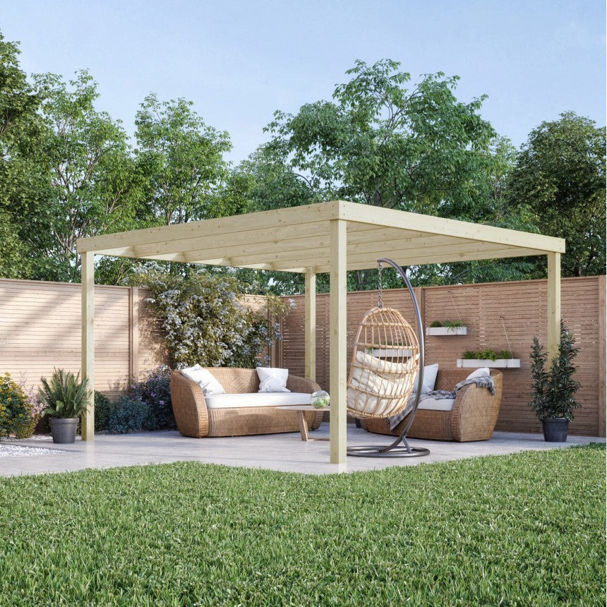 4 x 3 m Freestanding/Wall-Mounted Wooden Pergola