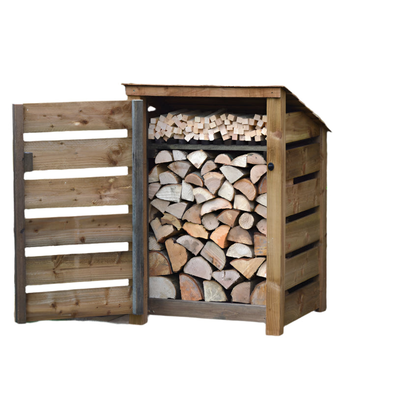 Burley Log Store Brown door open slatted 4ft