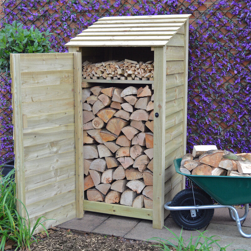 Burley Log Store Green door solid open 6ft
