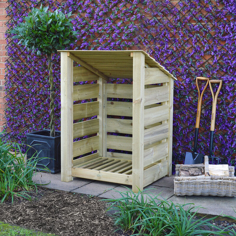 Burley Log Store Green plain slatted 4ft