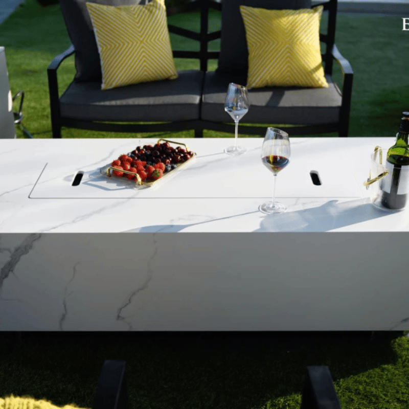 Elementi Porcelain Carrara Fire Table