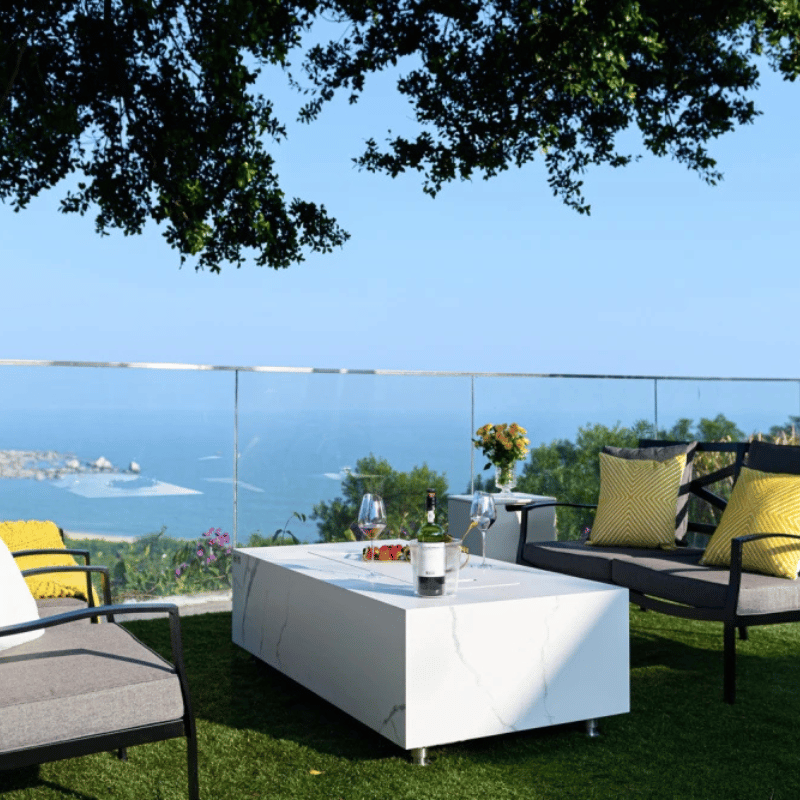 Elementi Porcelain Carrara Fire Table