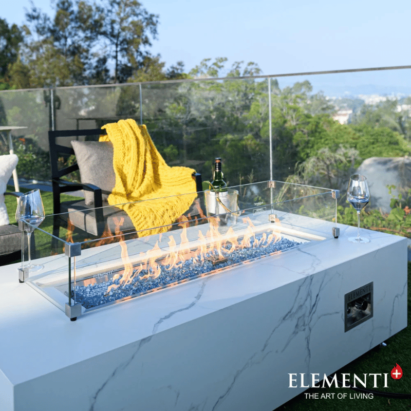 Elementi Porcelain Carrara Fire Table