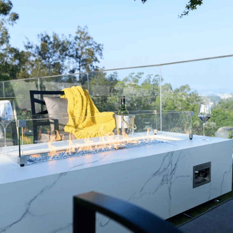Elementi Porcelain Carrara Fire Table