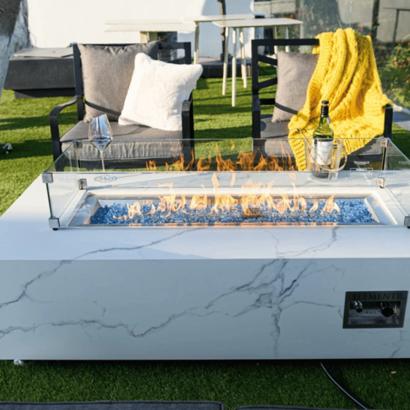 Elementi Porcelain Carrara Fire Table