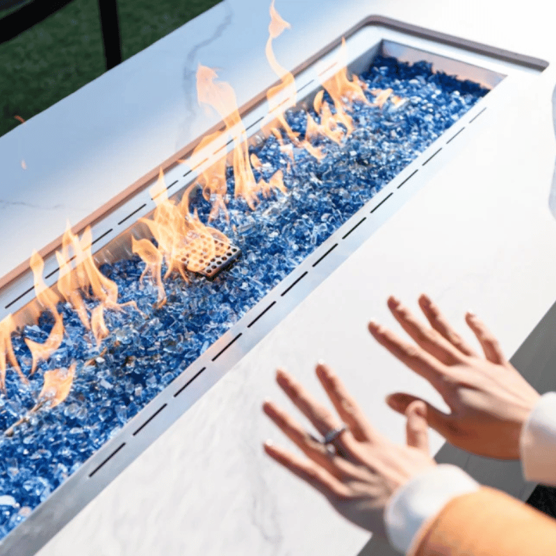 Elementi Porcelain Carrara Fire Table