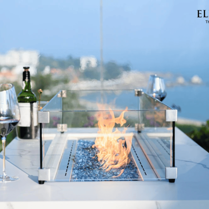 Elementi Porcelain Carrara Fire Table