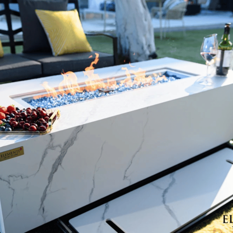 Elementi Porcelain Carrara Fire Table