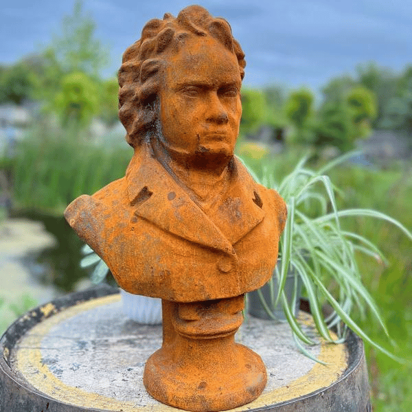 Cast Iron Beethoven Statue with Back