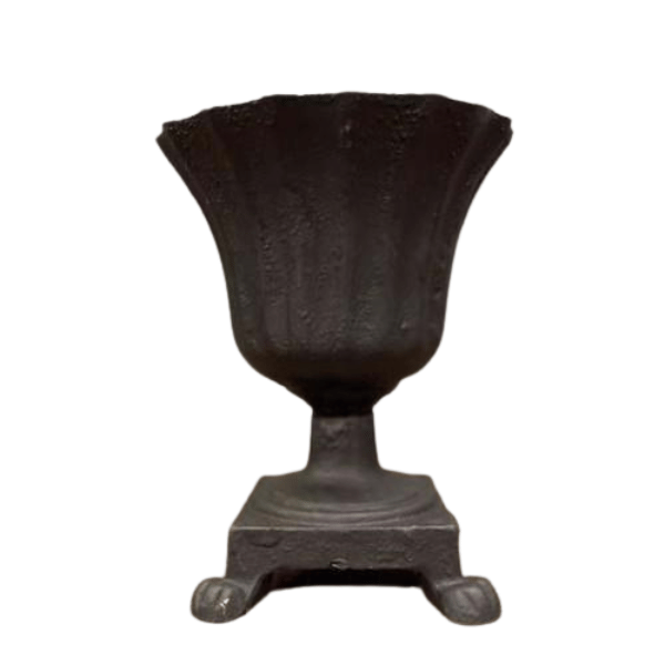 Cast Iron Black Roman Pot with Feet Urn