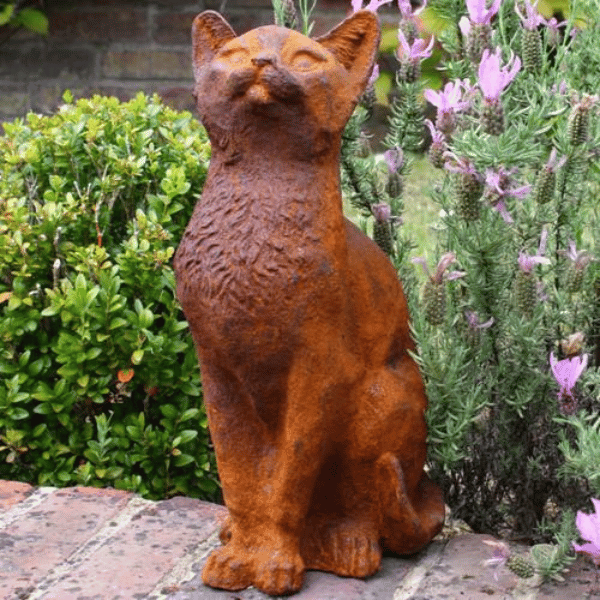 Cast Iron Curious Cat Statue