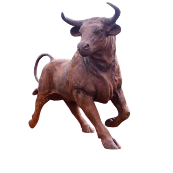 Cast Iron Giant Bull Statue Right Plain