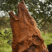 Cast Iron Howling Wolf on Plinth Statue Head