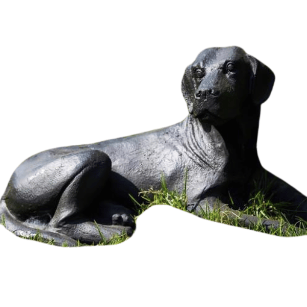 Cast Iron Lying Labrador Statue Black plain