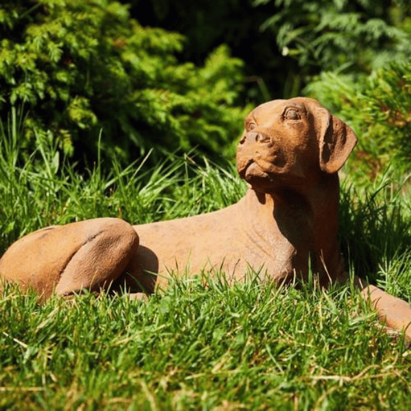 Cast Iron Lying Labrador Statue Rust