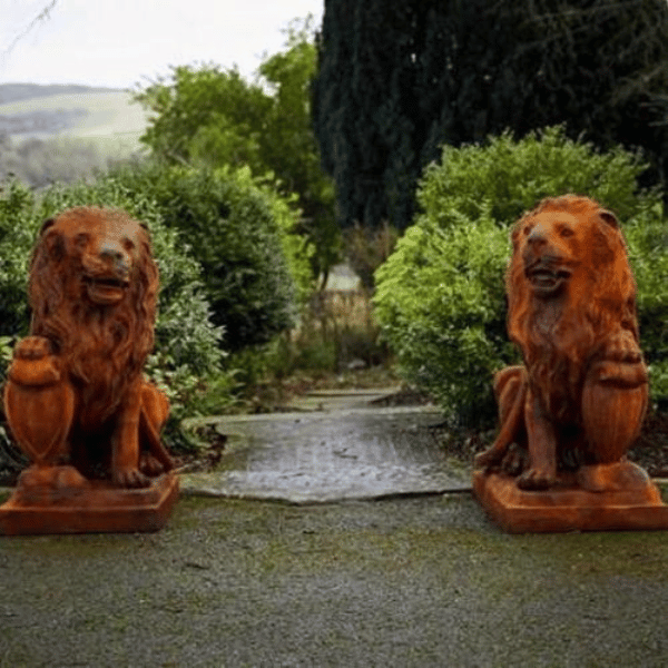 Cast Iron Proud Lion Statue Entrance