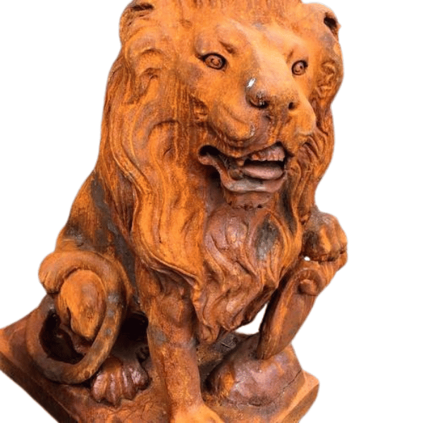 Cast Iron Proud Lion Statue Left