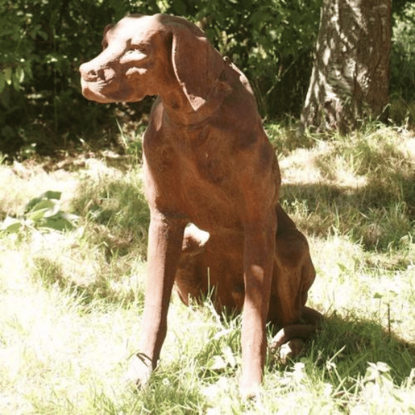 Cast Iron Sitting Rhodesian Ridgeback 100cm Statue — Gleaming Gardens