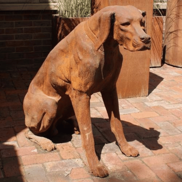 Cast Iron Sitting Rhodesian Ridgeback 100cm Statue — Gleaming Gardens