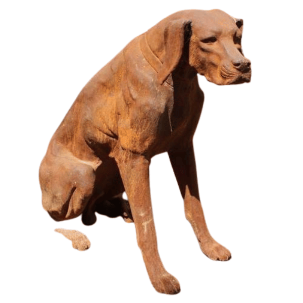 Cast Iron Sitting Rhodesian Ridgeback Statue — Gleaming Gardens