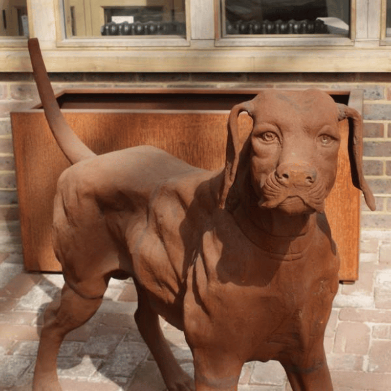 Cast Iron Standing Rhodesian Ridgeback Statue