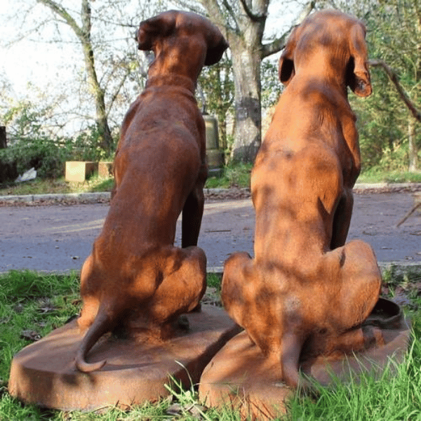 Cast Iron Sussex Gun Dog Pair Statues Back