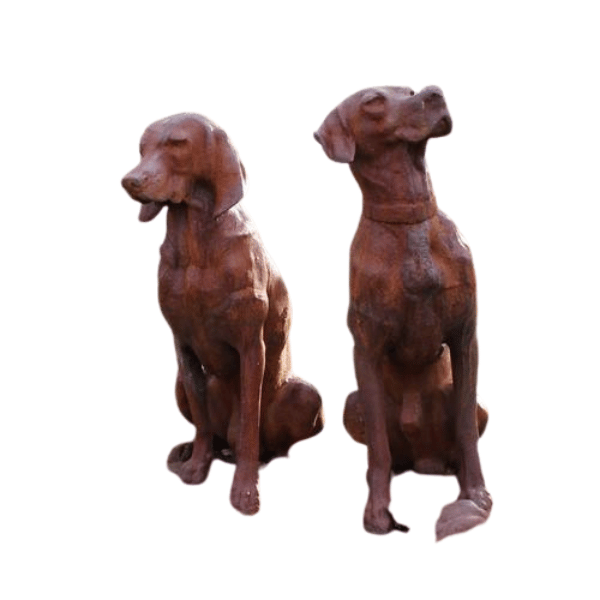 Cast Iron Sussex Gun Dog Pair Statues Plain